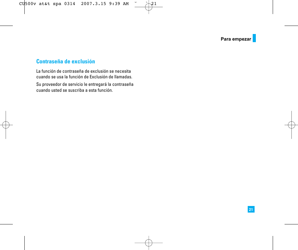 Contraseña de exclusión | LG CU500V User Manual | Page 139 / 230