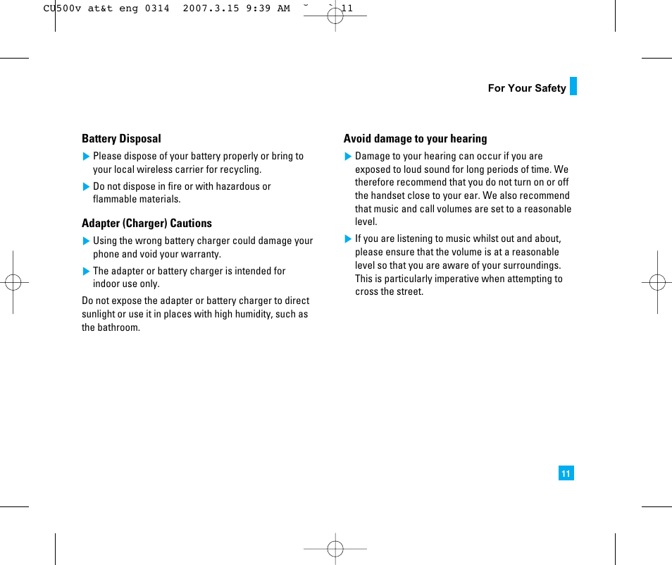 LG CU500V User Manual | Page 15 / 230