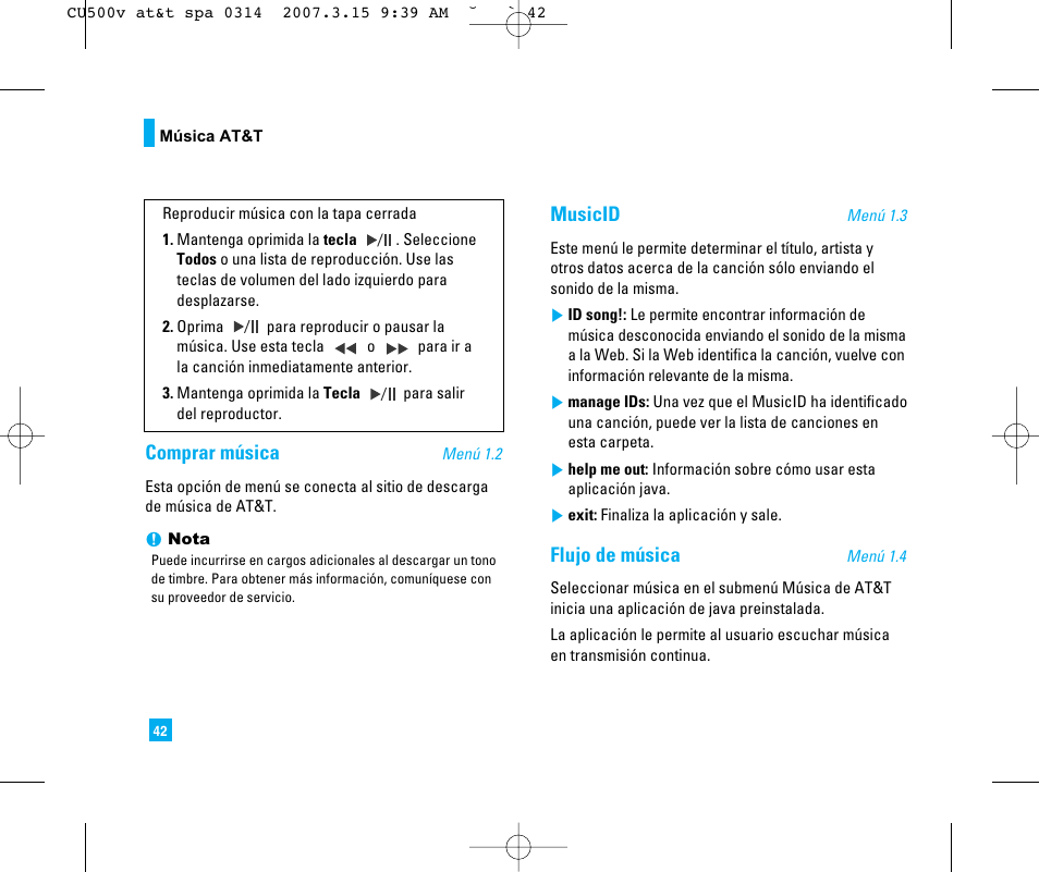 Comprar música, Musicid, Flujo de música | LG CU500V User Manual | Page 160 / 230