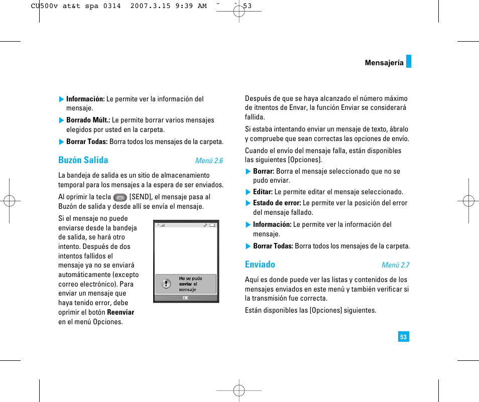 Buzón salida, Enviado | LG CU500V User Manual | Page 171 / 230