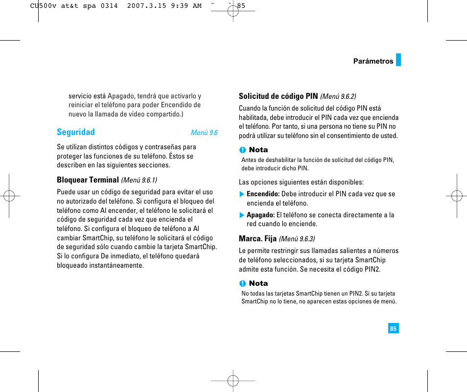 Seguridad | LG CU500V User Manual | Page 203 / 230