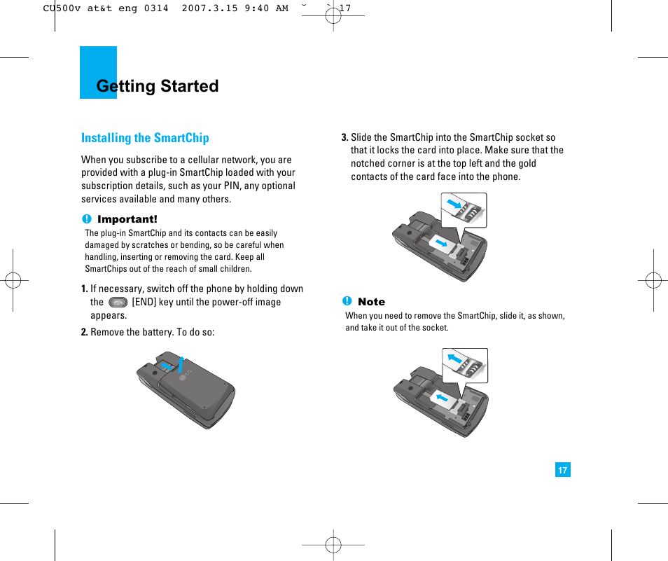 Getting started | LG CU500V User Manual | Page 21 / 230