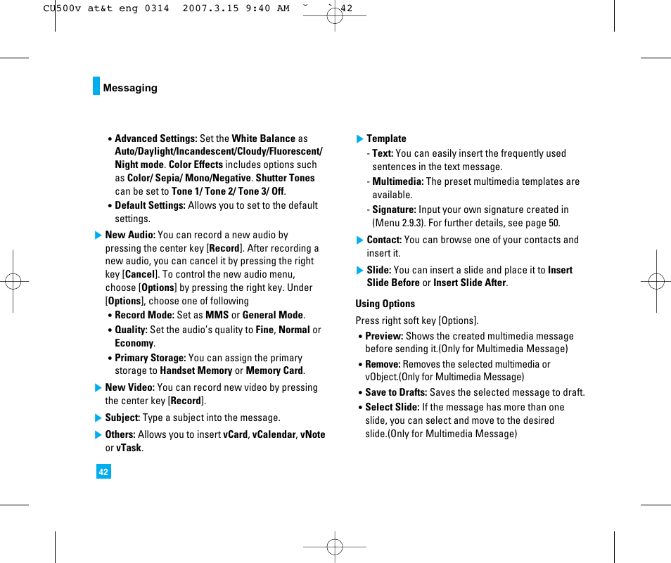 LG CU500V User Manual | Page 46 / 230