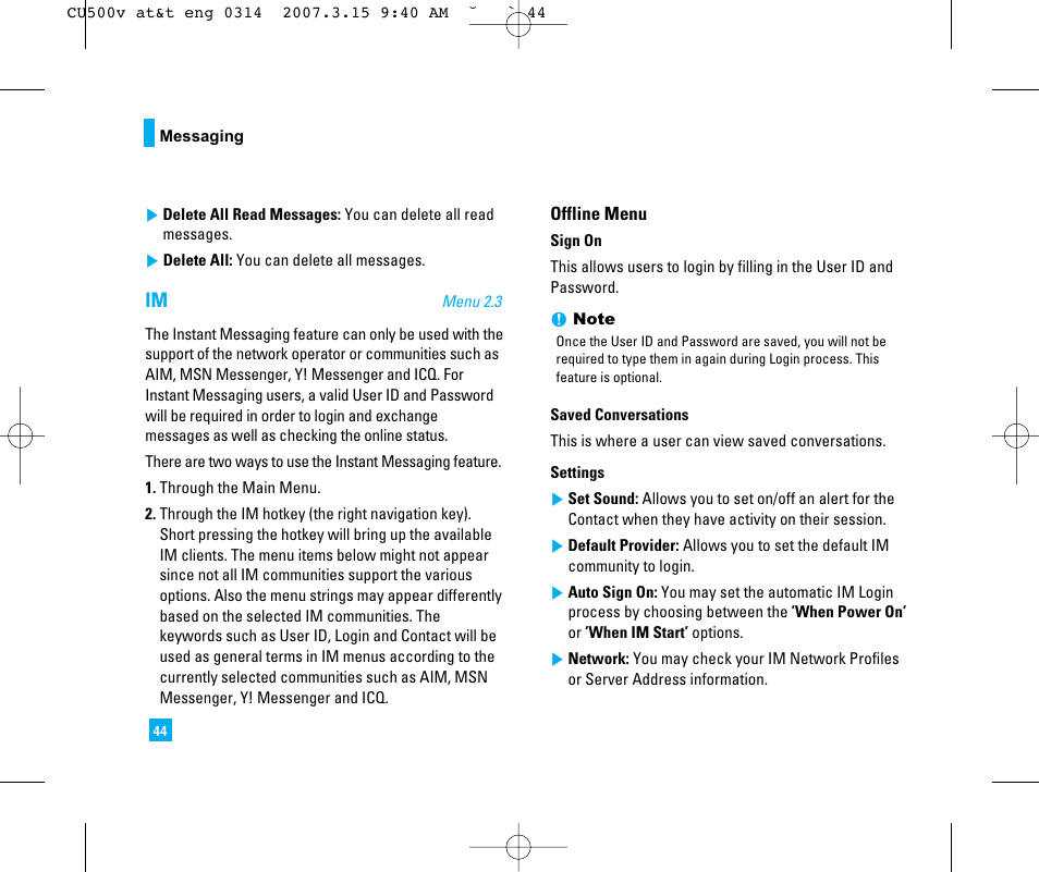 LG CU500V User Manual | Page 48 / 230