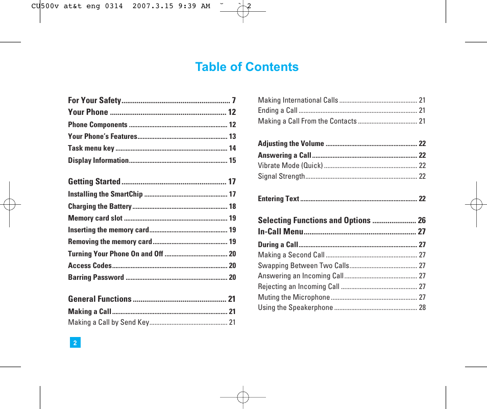 LG CU500V User Manual | Page 6 / 230