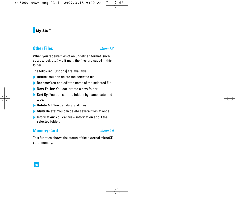 Other files | LG CU500V User Manual | Page 72 / 230