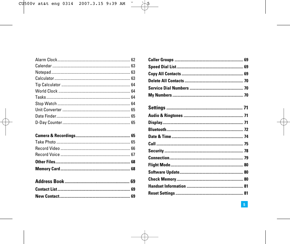 LG CU500V User Manual | Page 9 / 230