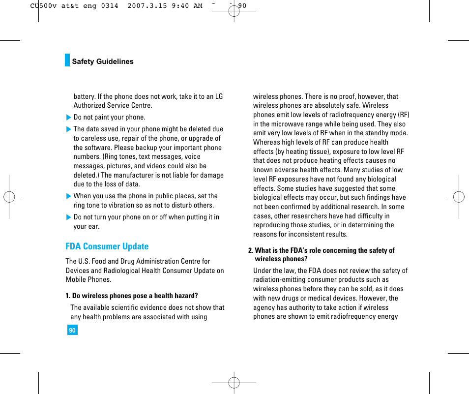 Fda consumer update | LG CU500V User Manual | Page 94 / 230