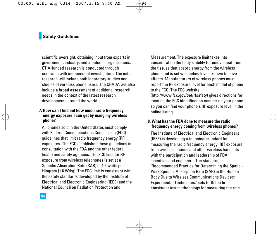 LG CU500V User Manual | Page 98 / 230