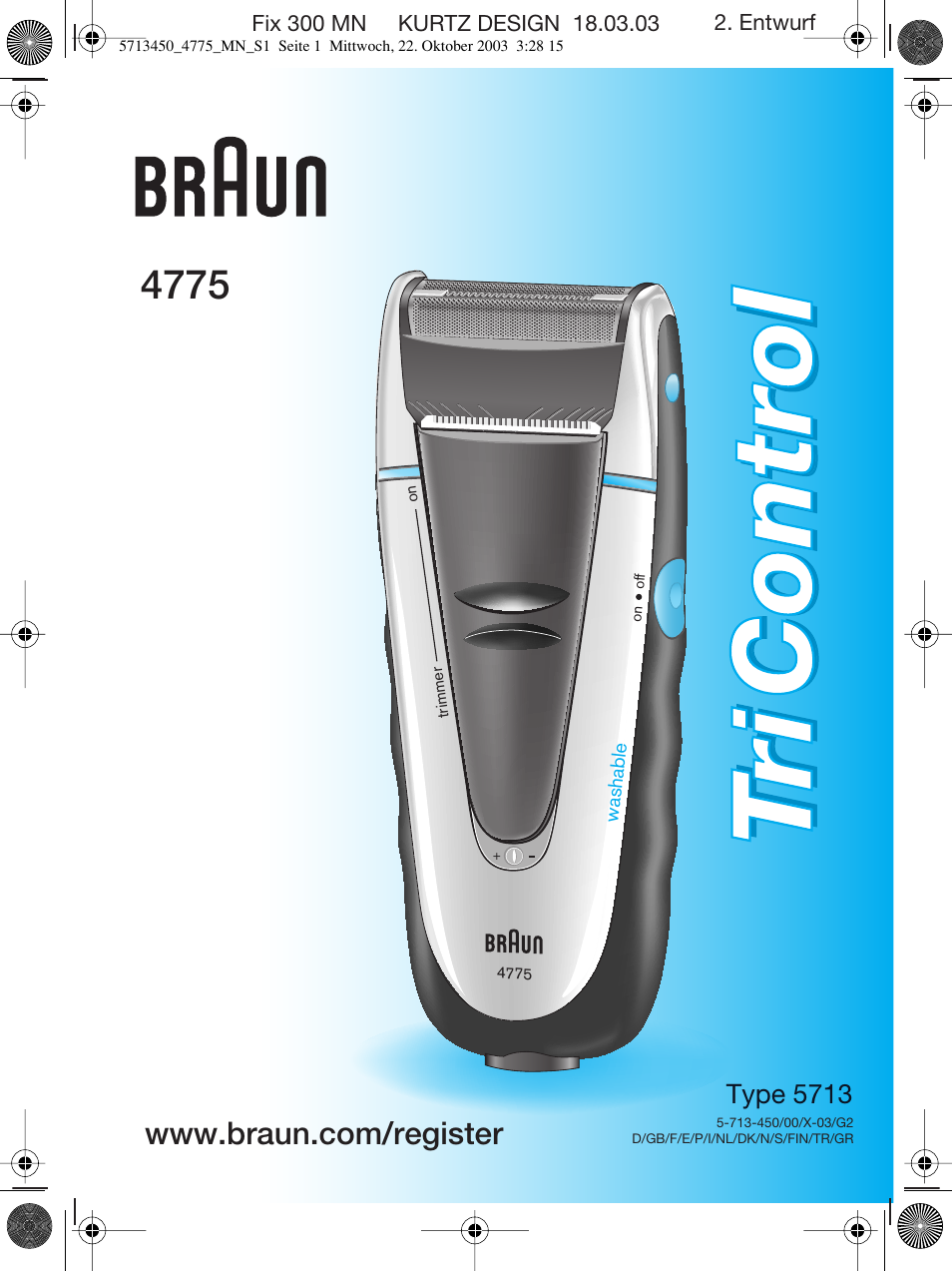 Braun 4775 TriControl User Manual | 40 pages