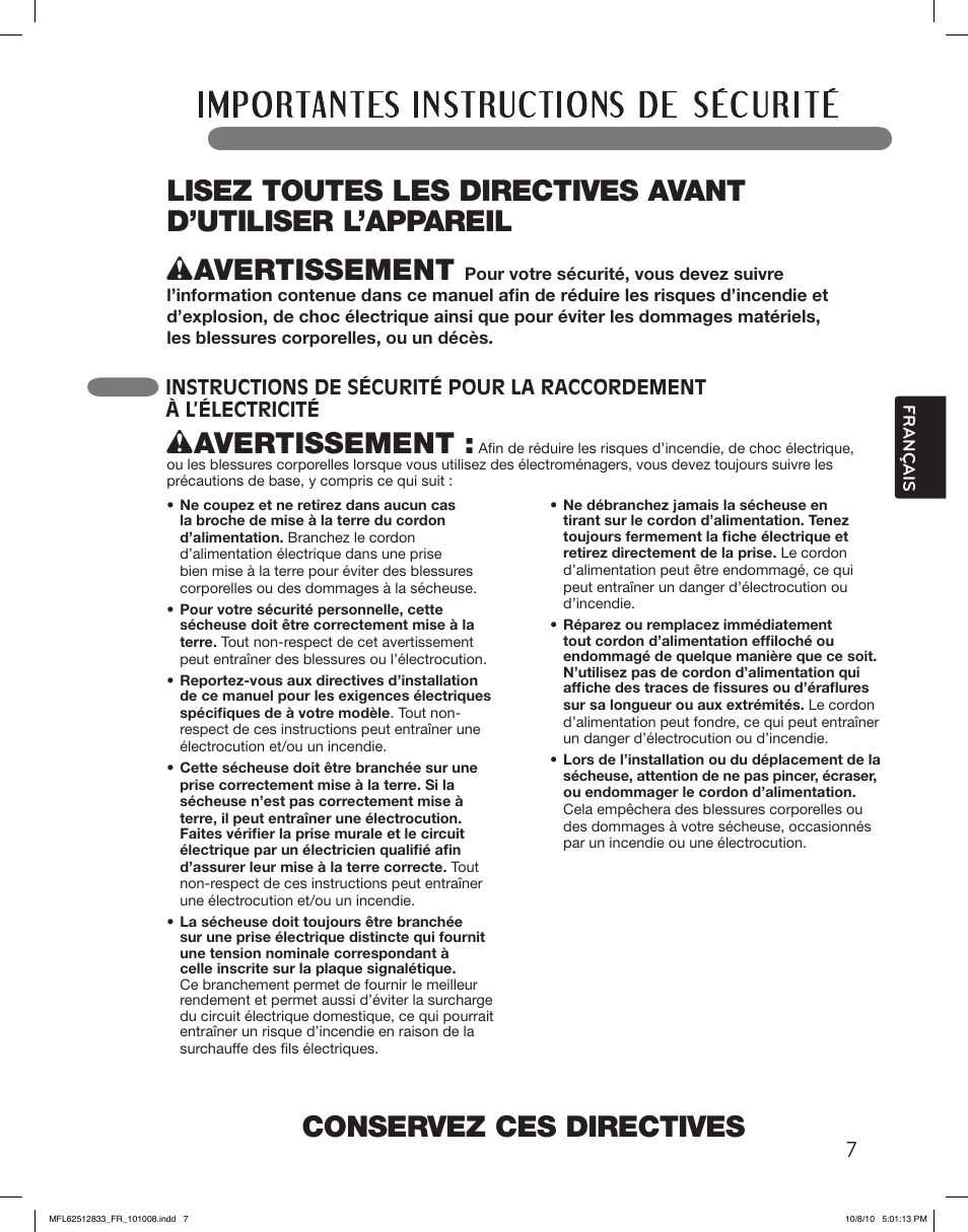 Wavertissement | LG DLEX3360W User Manual | Page 103 / 148