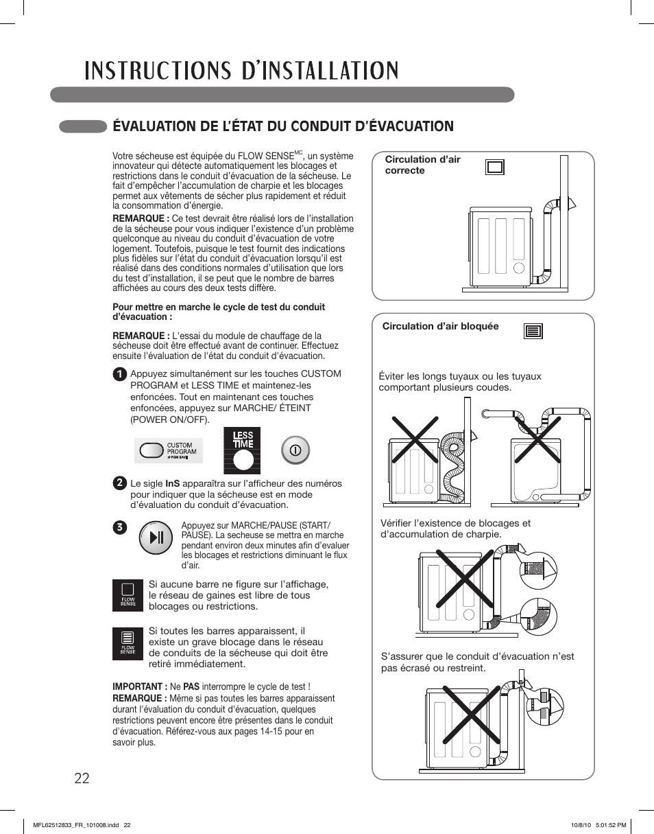 Évaluation de l’état du conduit d’évacuation | LG DLEX3360W User Manual | Page 118 / 148