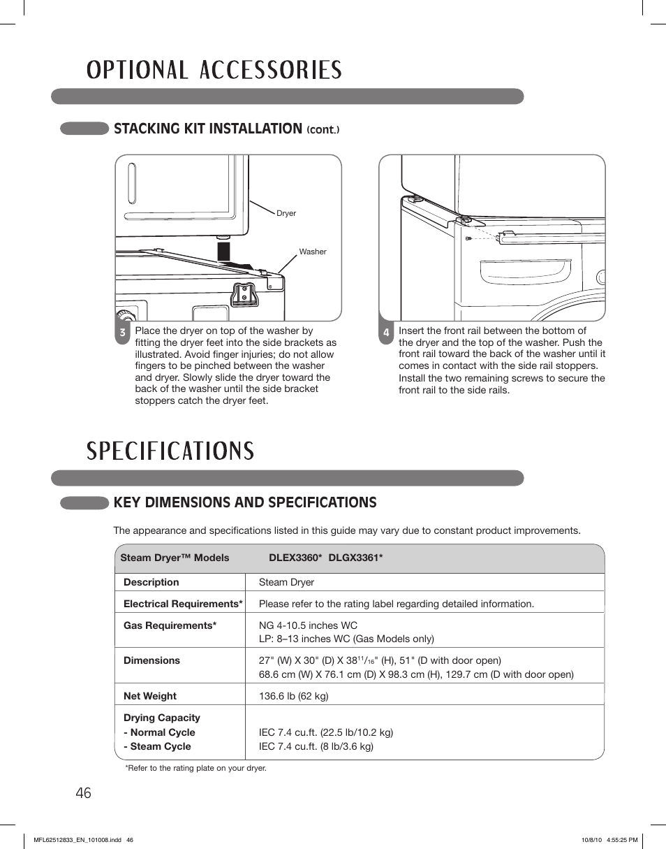LG DLEX3360W User Manual | Page 46 / 148