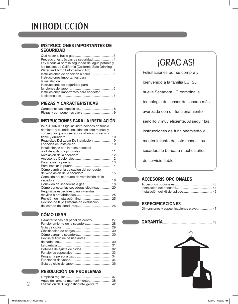 Gracias | LG DLEX3360W User Manual | Page 50 / 148