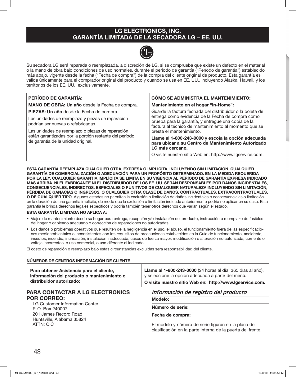 LG DLEX3360W User Manual | Page 96 / 148