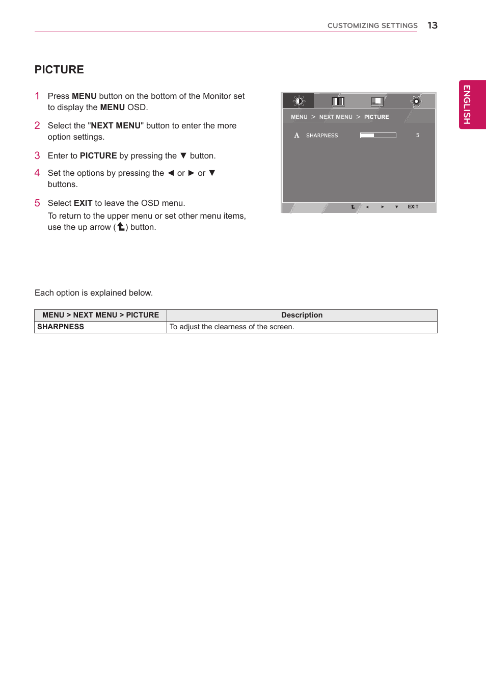 Picture | LG E1942TC-BN User Manual | Page 13 / 28