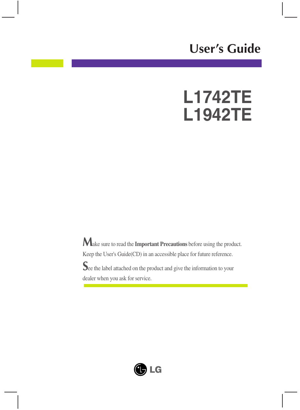 LG L1942TE-BF User Manual | 25 pages