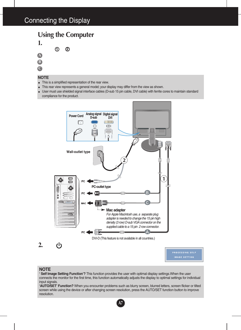 Using the computer, Connecting the display | LG L1942TE-BF User Manual | Page 8 / 25