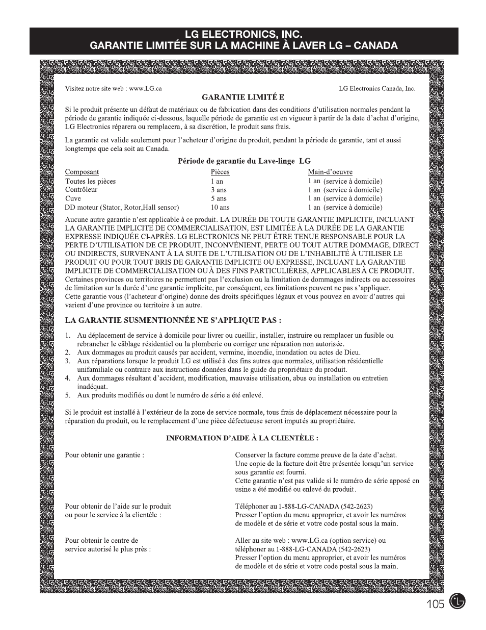 LG WM2501HWA User Manual | Page 105 / 108