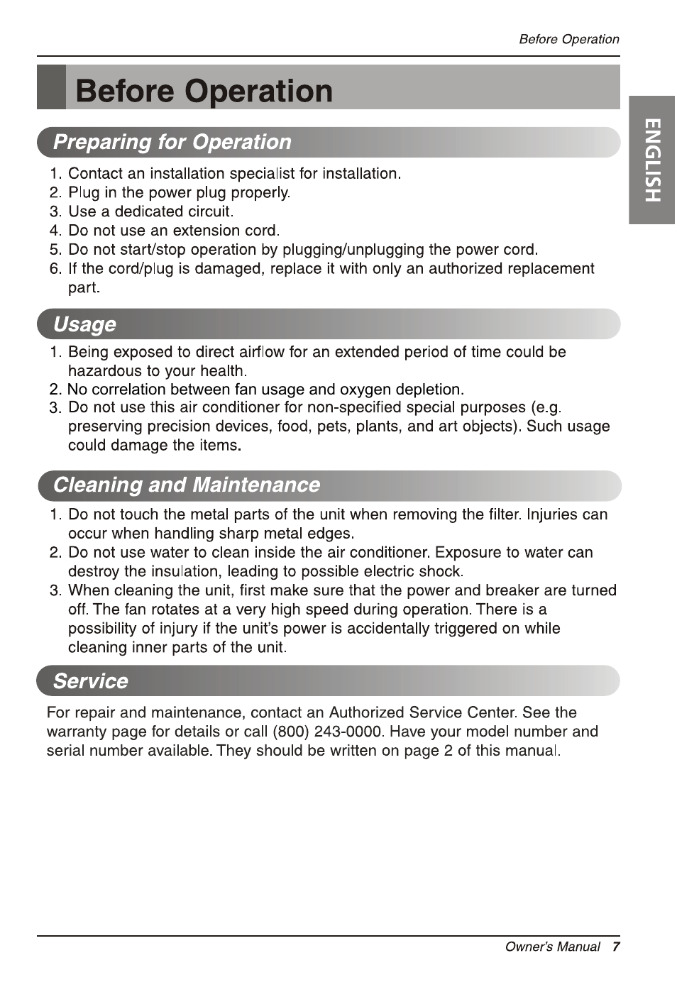 LG LW1214ER User Manual | Page 7 / 48