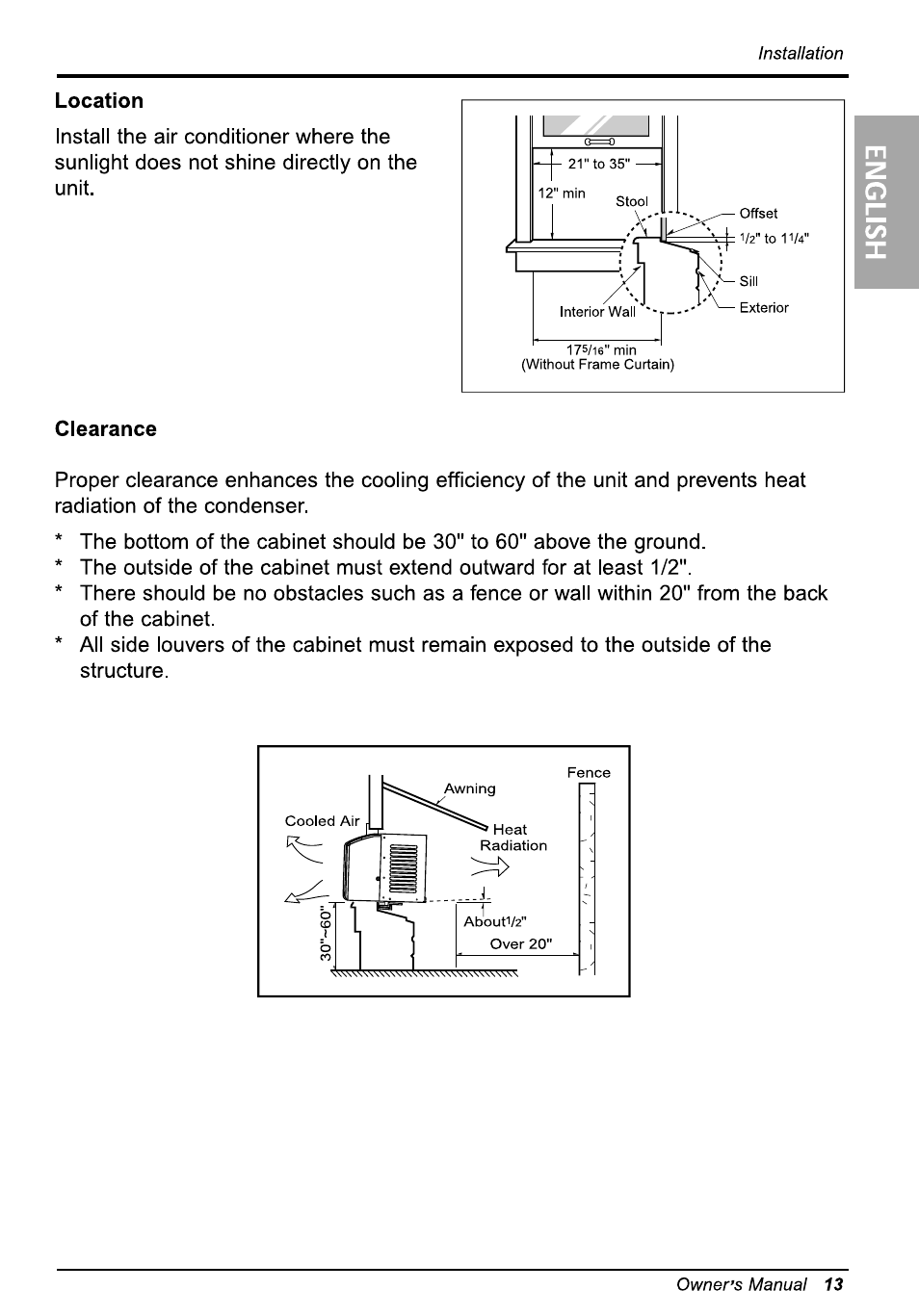 Location, Clearance | LG WG5005R User Manual | Page 13 / 44