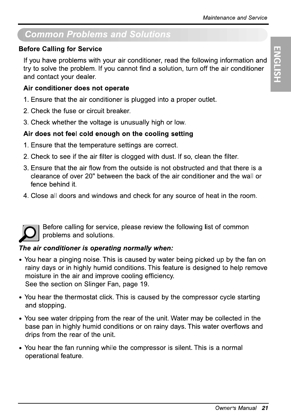 Common problems and soluti | LG WG5005R User Manual | Page 21 / 44