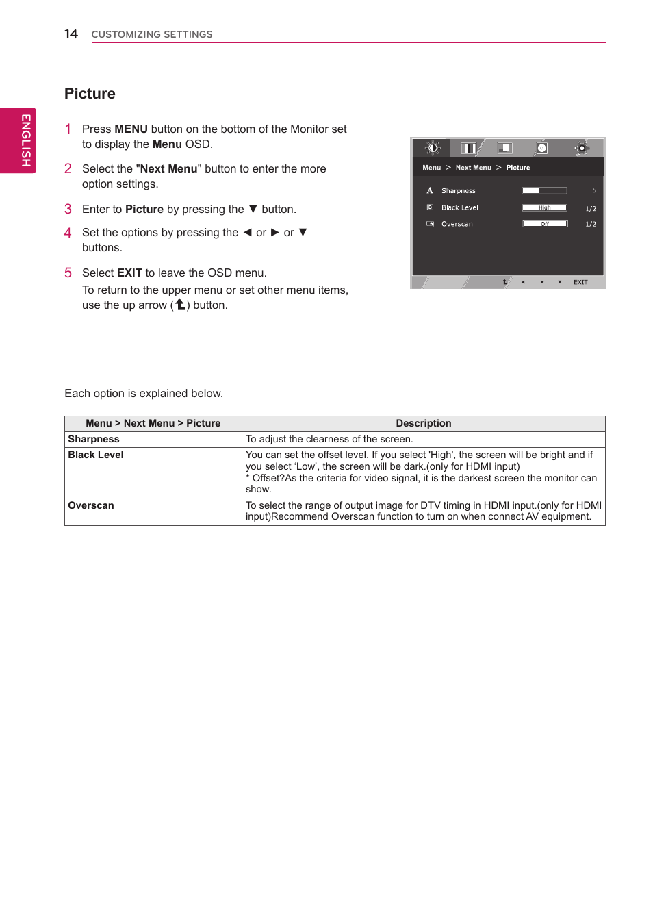 Picture | LG 27EN43V-B User Manual | Page 14 / 32