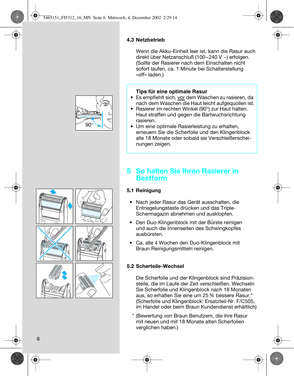 5 so halten sie ihren rasierer in bestform | Braun 5314 User Manual | Page 6 / 76