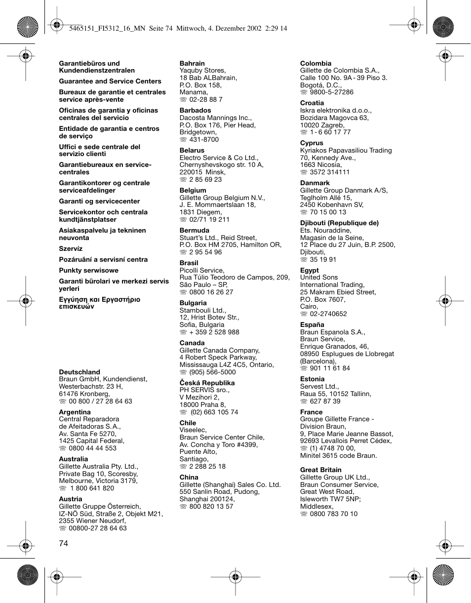 Braun 5314 User Manual | Page 74 / 76