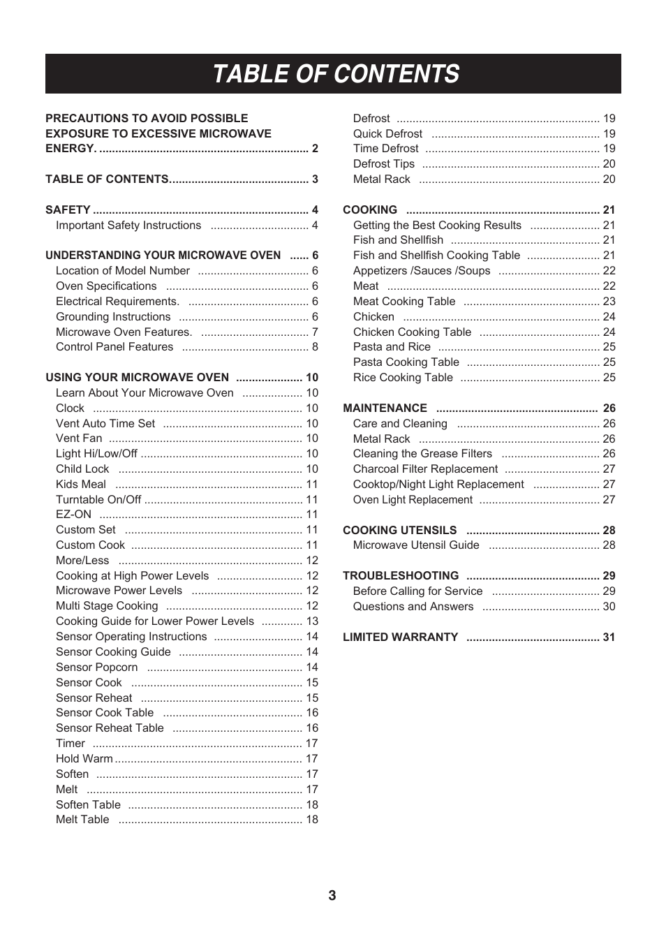 LG LMV1814SB User Manual | Page 3 / 32