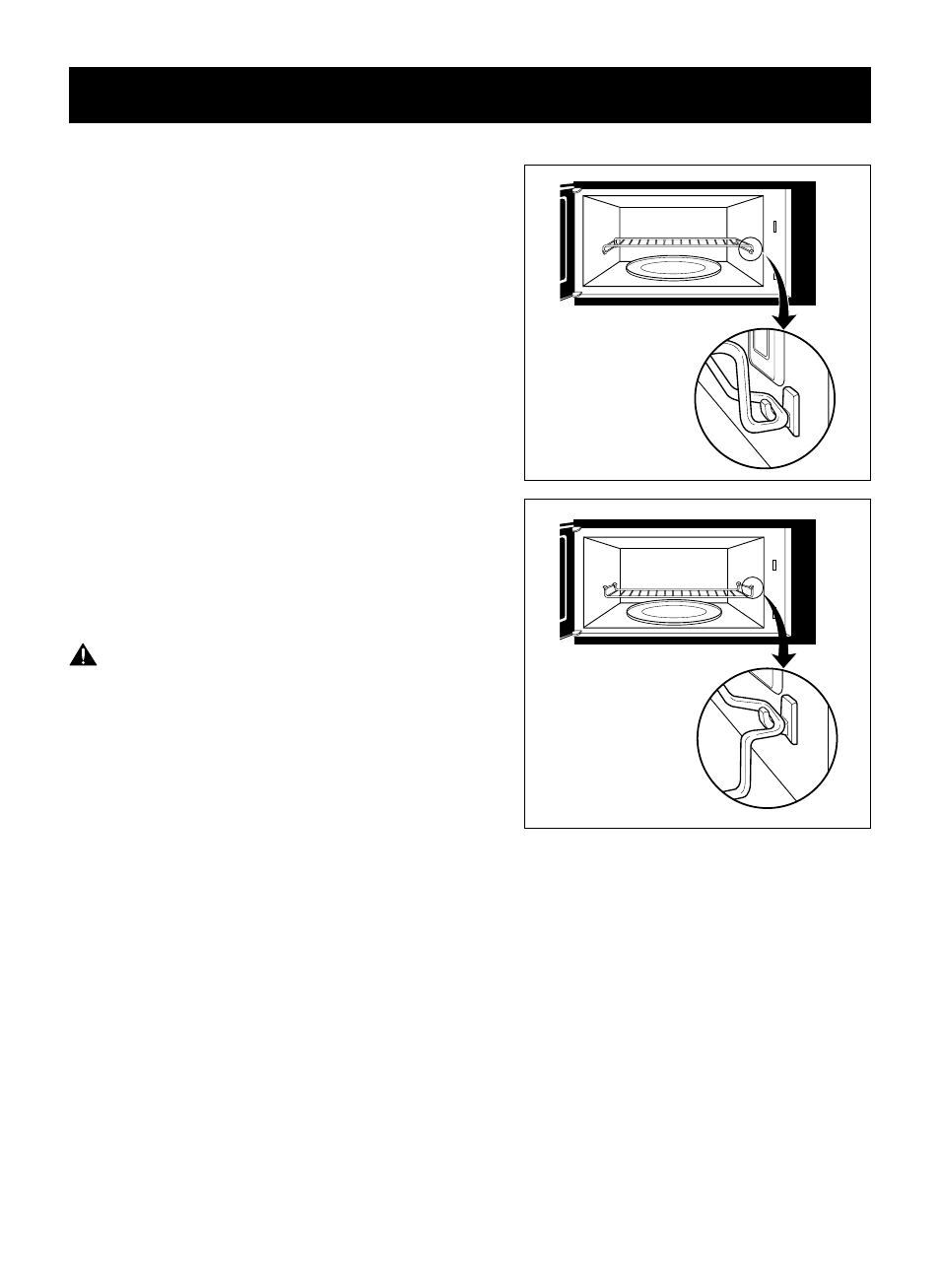 Operation, Warning, Use of the two position metal rack | LG MV-1725B User Manual | Page 21 / 32