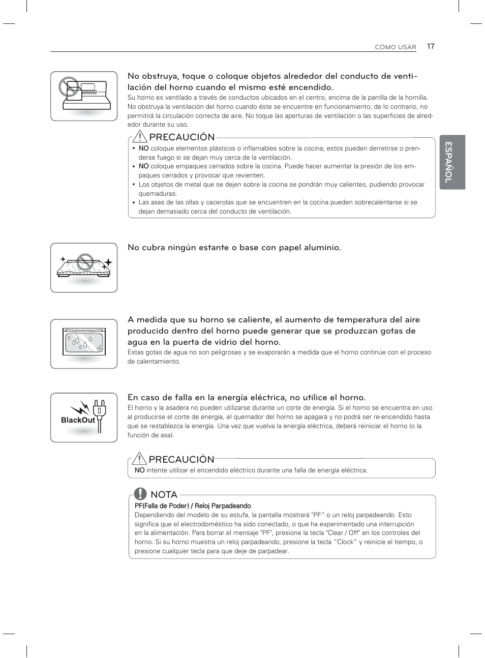 Precaución, Nota | LG LDG3017ST User Manual | Page 64 / 93