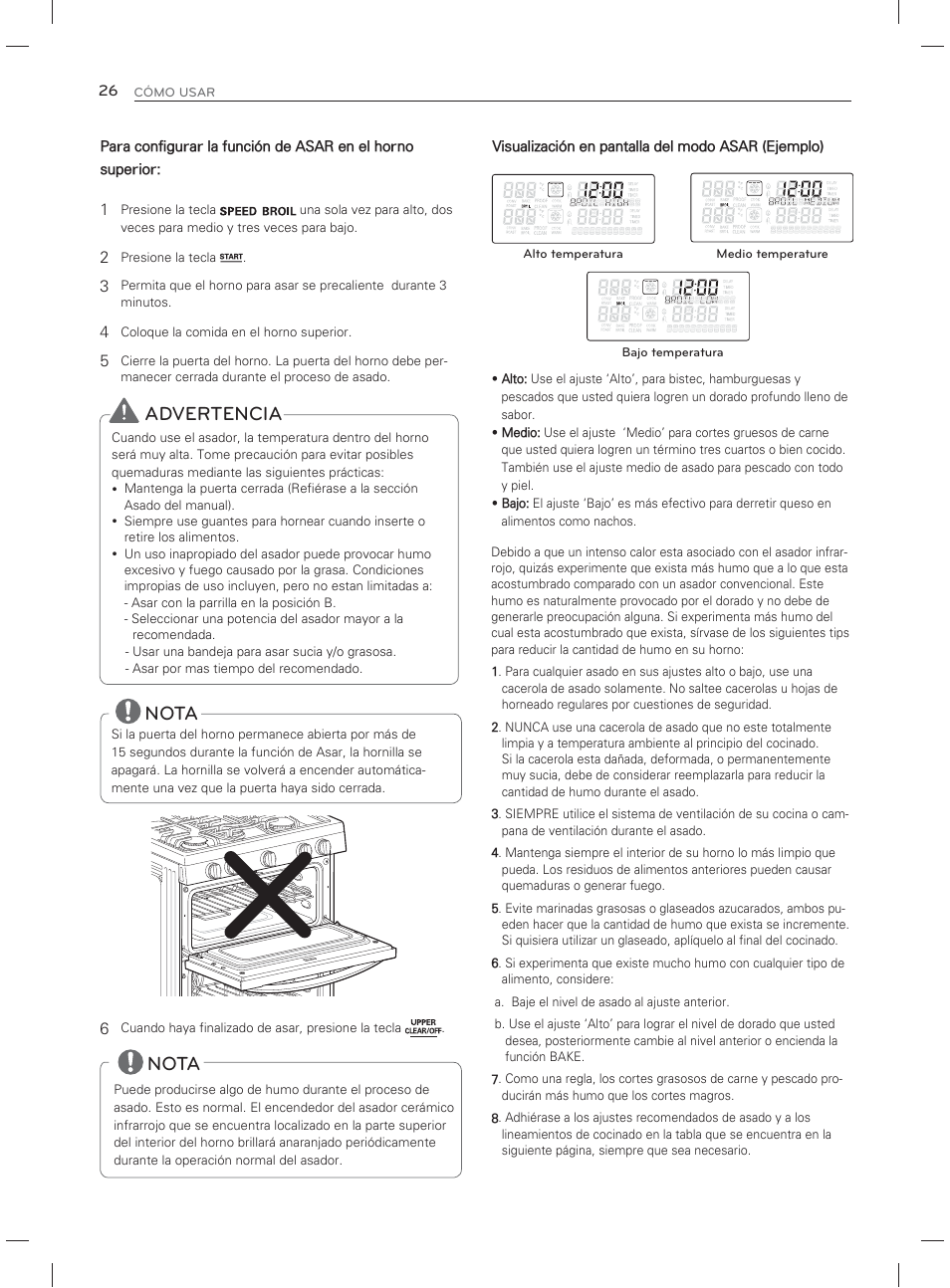 Nota, Advertencia | LG LDG3017ST User Manual | Page 73 / 93