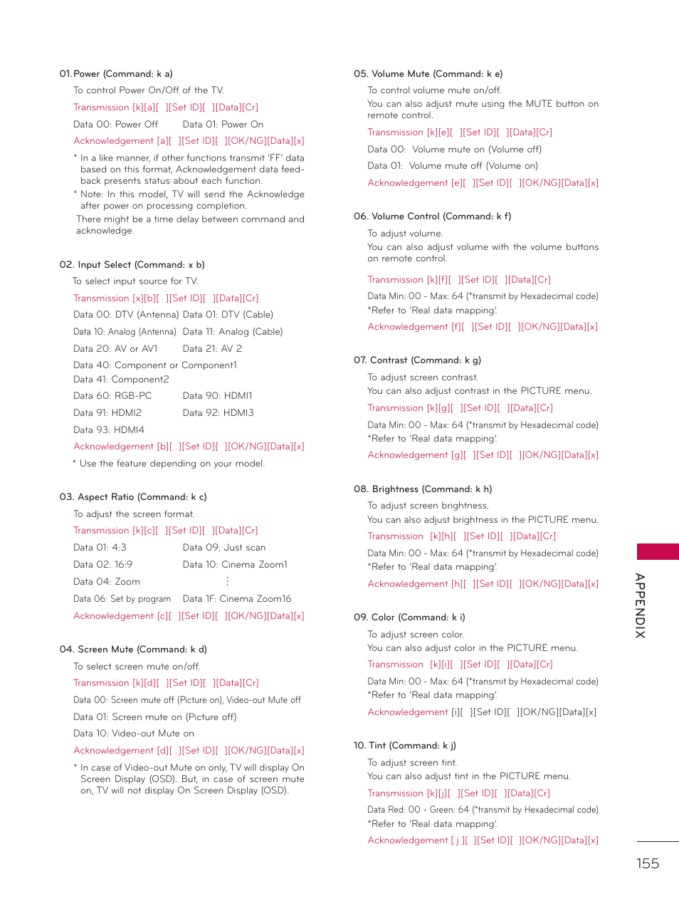 Ap p en d ix | LG 37LD452C User Manual | Page 155 / 172