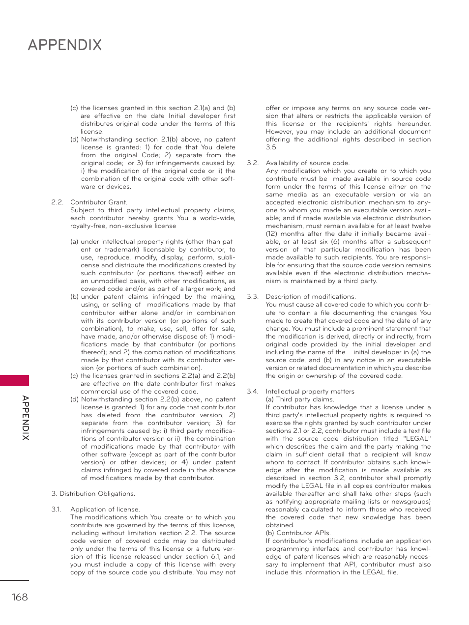 Appendix, Ap p en d ix | LG 37LD452C User Manual | Page 168 / 172