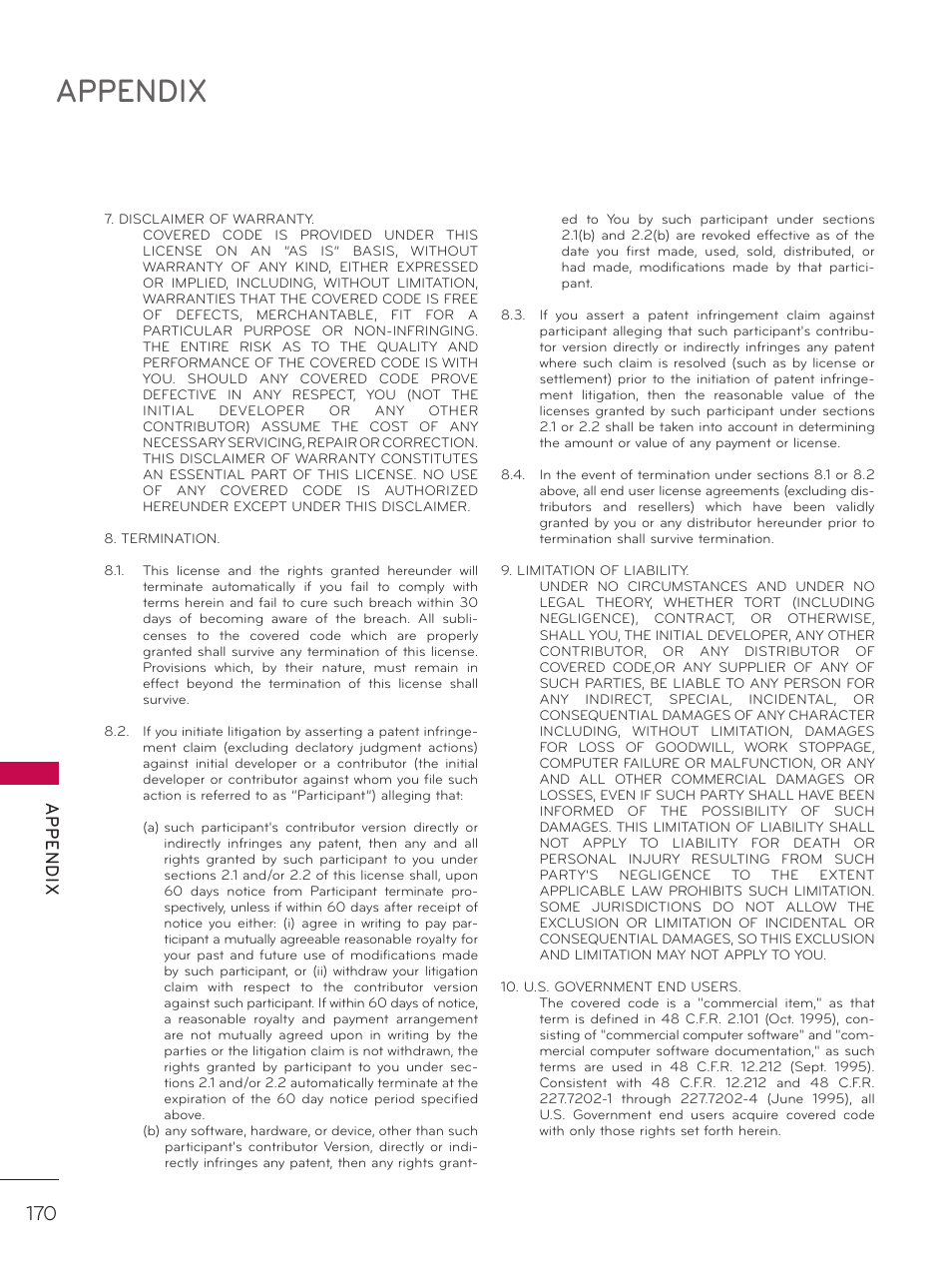Appendix, Ap p en d ix | LG 37LD452C User Manual | Page 170 / 172