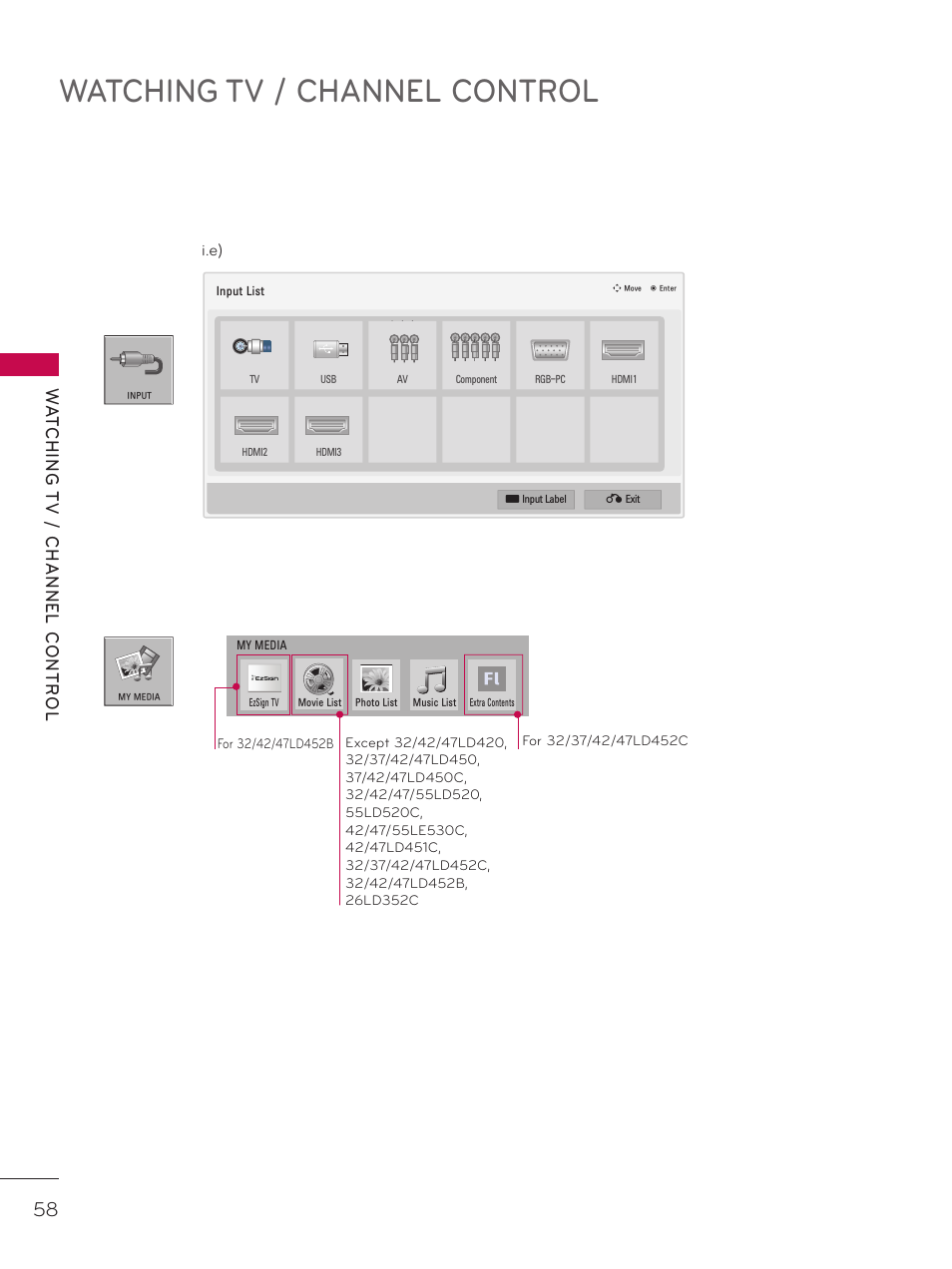 Watching tv / channel control | LG 37LD452C User Manual | Page 58 / 172