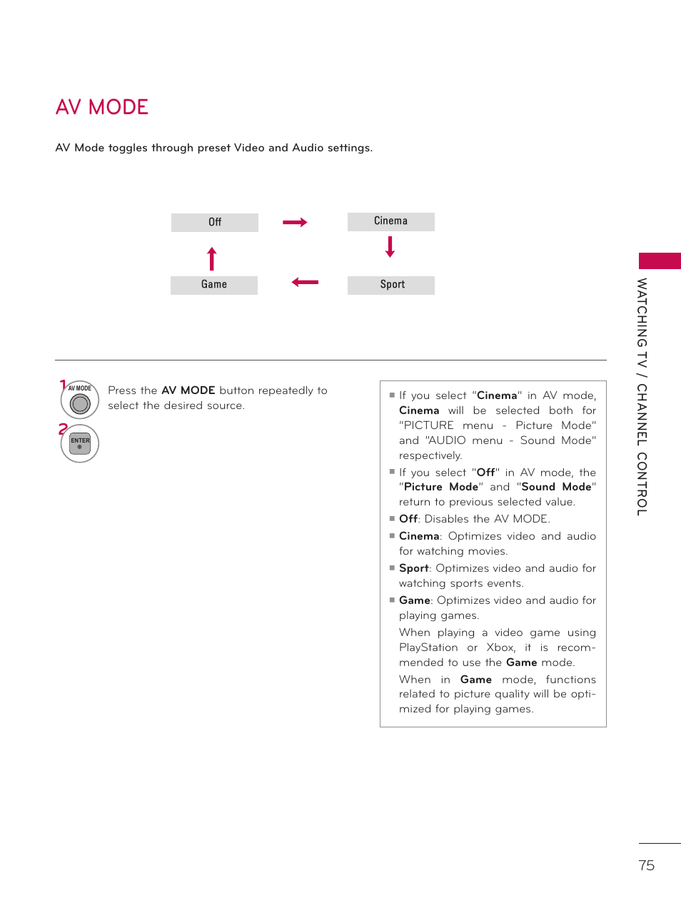 Av mode | LG 37LD452C User Manual | Page 75 / 172