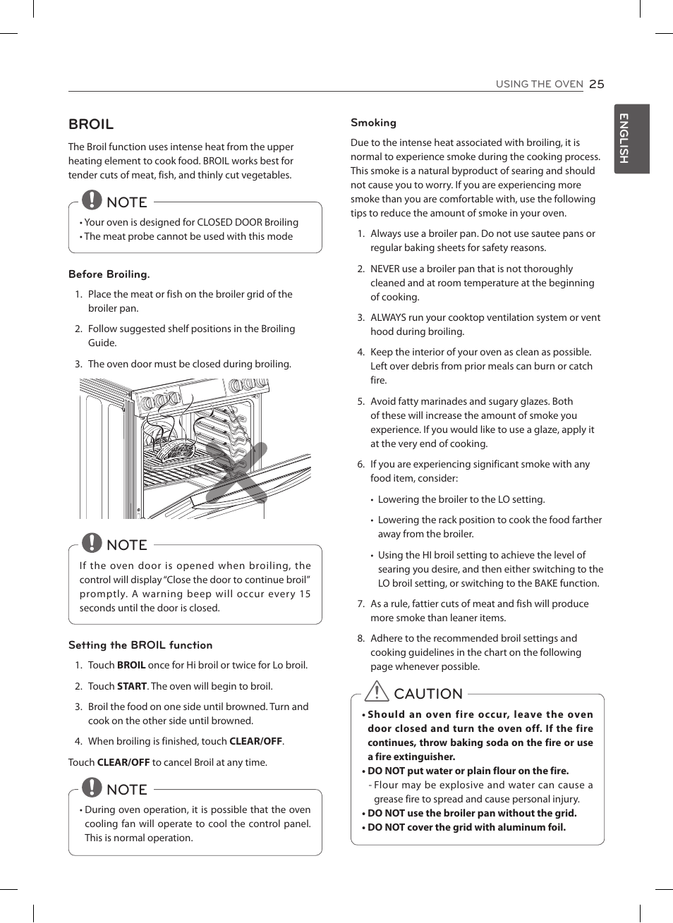 Broil, Caution | LG LSE3092ST User Manual | Page 25 / 92