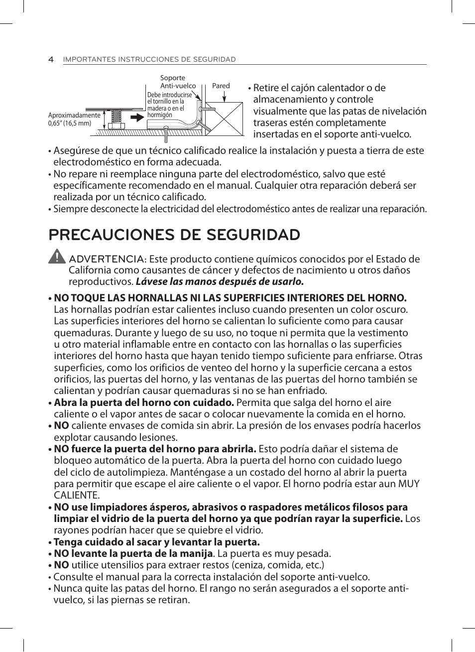 Precauciones de seguridad | LG LSE3092ST User Manual | Page 48 / 92