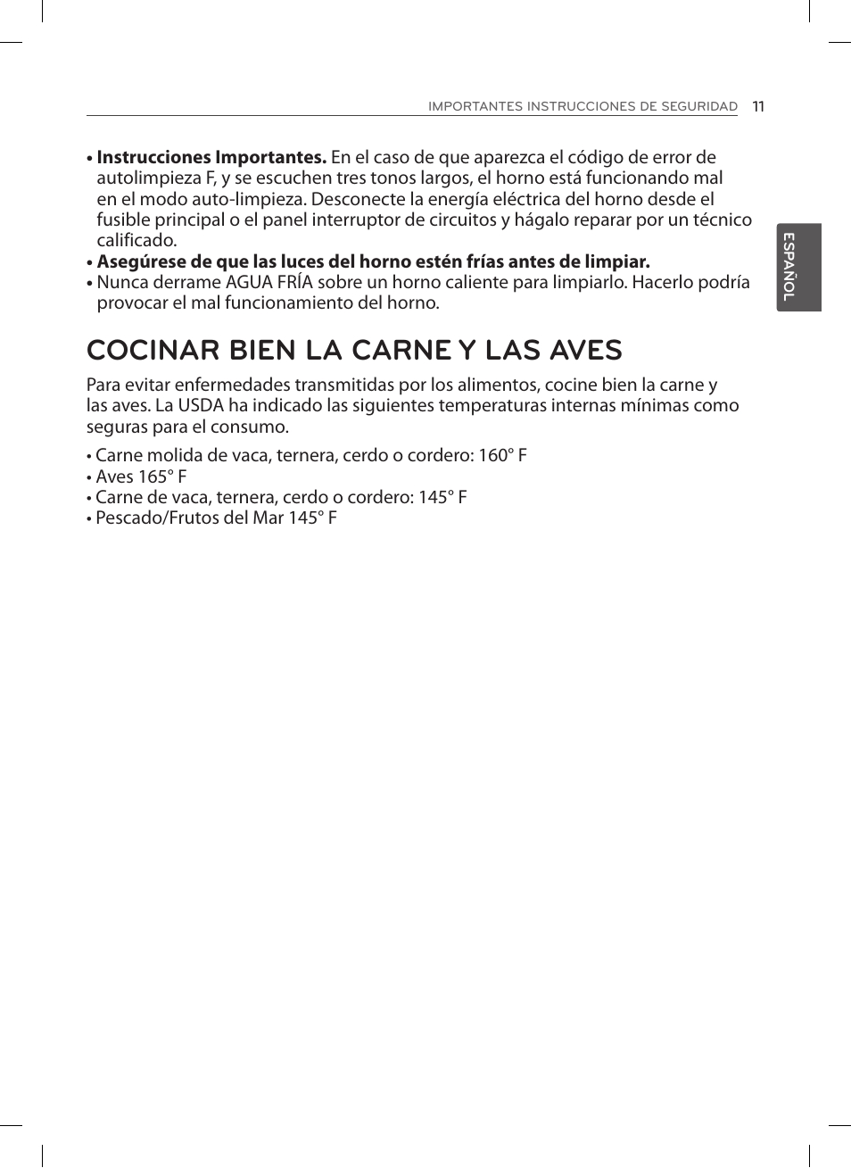 Cocinar bien la carne y las aves | LG LSE3092ST User Manual | Page 55 / 92