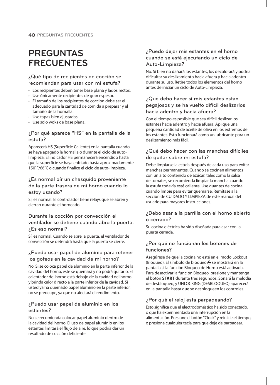 Preguntas frecuentes | LG LSE3092ST User Manual | Page 84 / 92