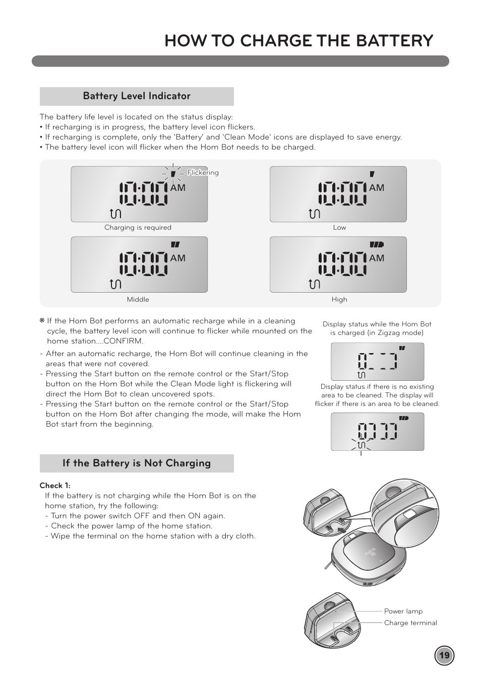 How to charge the battery | LG LRV790R User Manual | Page 21 / 48