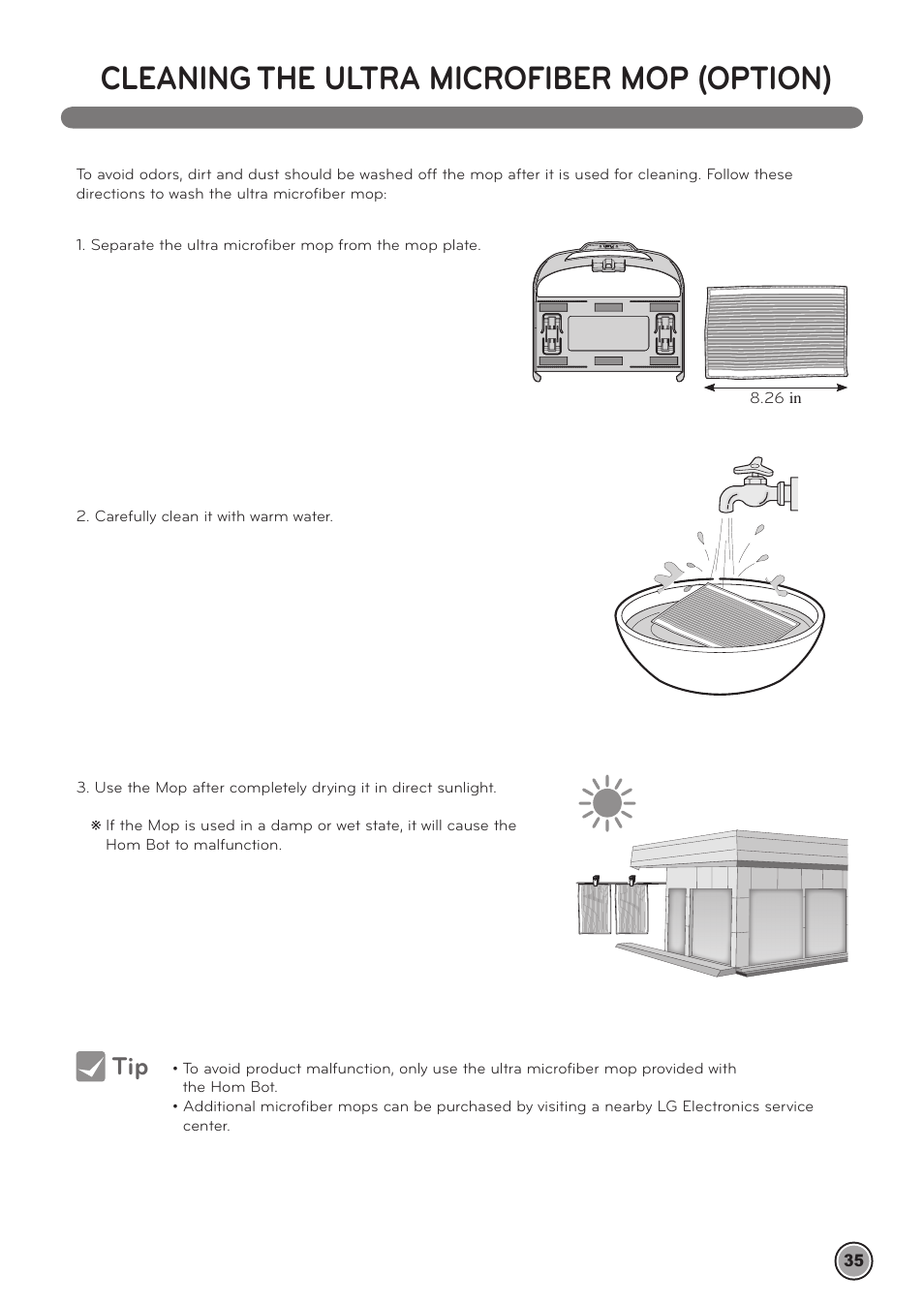 Cleaning the ultra microfiber mop (option) | LG LRV790R User Manual | Page 37 / 48
