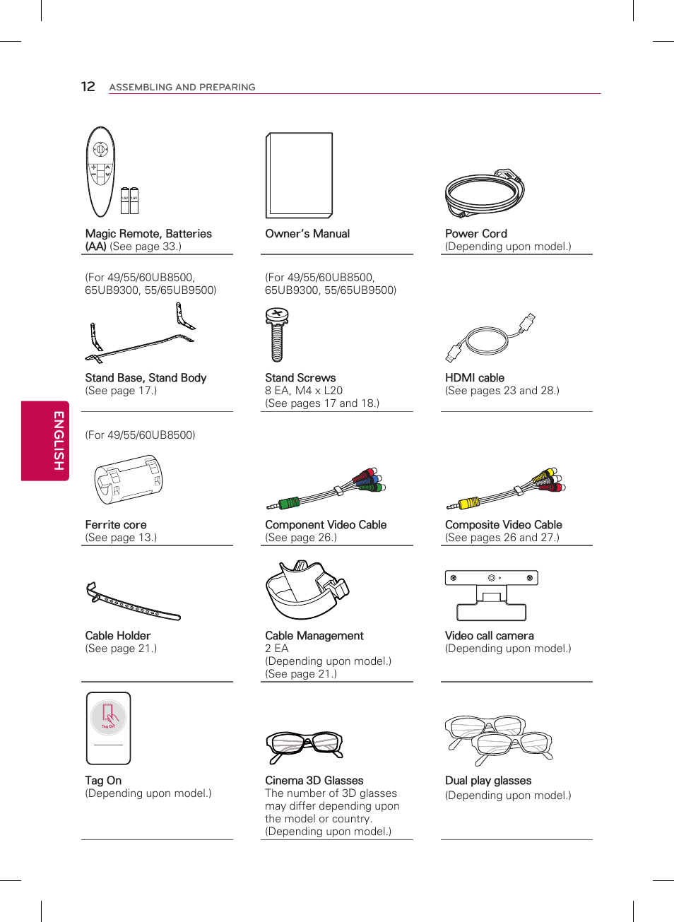 12 english | LG 55UB8500 User Manual | Page 12 / 40