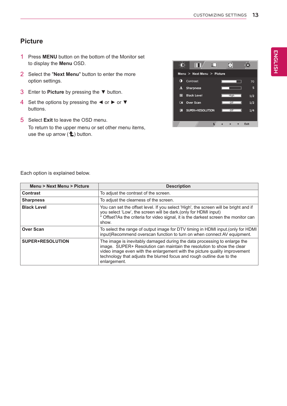 Picture | LG 27EA73LM-P User Manual | Page 13 / 28