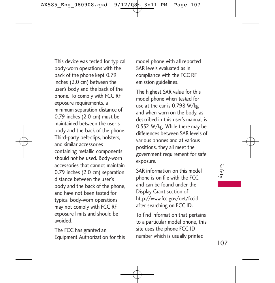 LG LGAX585 User Manual | Page 107 / 119