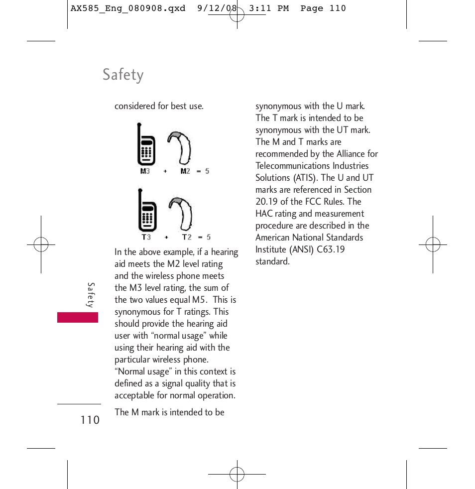 Safety | LG LGAX585 User Manual | Page 110 / 119