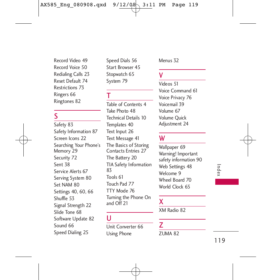 LG LGAX585 User Manual | Page 119 / 119