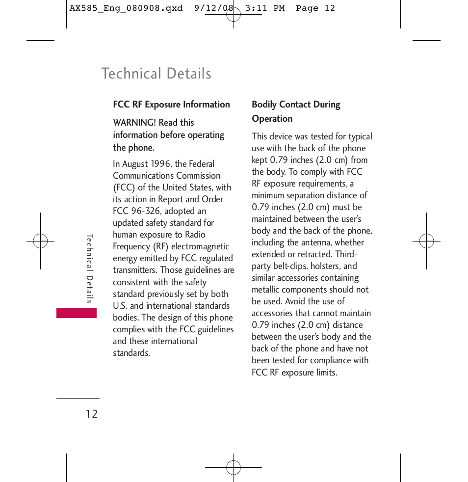 Technical details | LG LGAX585 User Manual | Page 12 / 119